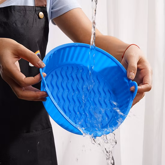 Fodere in silicone riutilizzabili per friggitrice ad aria, rotonde, per alimenti, antiaderenti, cestello per friggitrice ad aria, utensili da cucina in silicone
